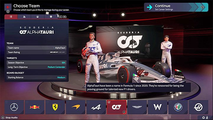 Expected difficulty level (beginning of career): medium / high - F1 Manager 2022: Choosing a team - list, recommendations - Basics - F1 Manager 2022 Guide
