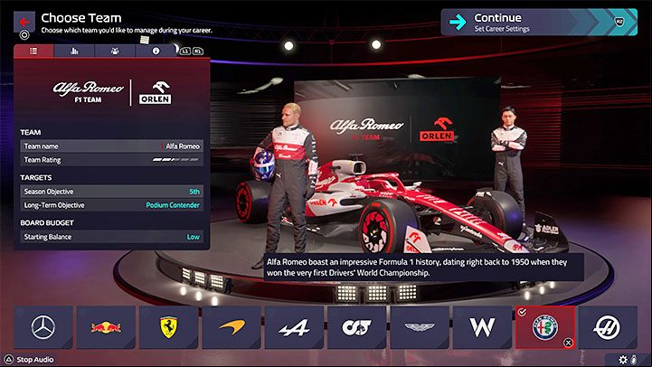 Expected level of difficulty (beginning of career): medium - F1 Manager 2022: Choosing a team - list, recommendations - Basics - F1 Manager 2022 Guide