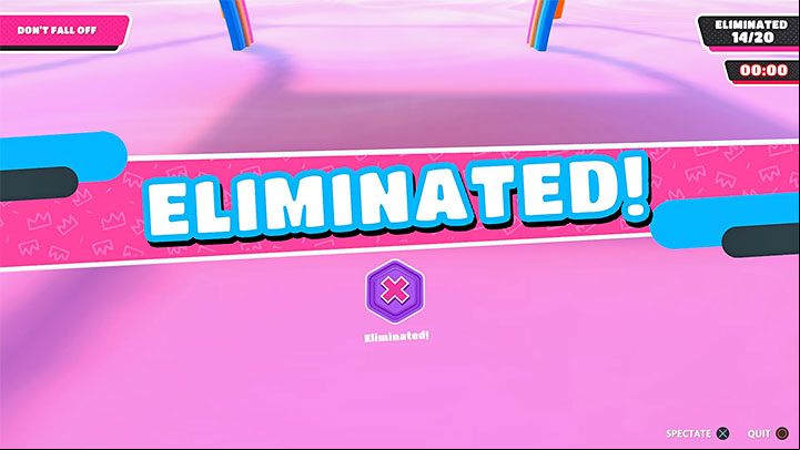 It is very likely that in the vast majority of games you will be eliminated in one of the earliest rounds, that is, before you advance to the final round and get a chance to win the entire show and acquire the crown - Fall Guys: Elimination - can I leave a game/match before it ends? - FAQ - Fall Guys Guide
