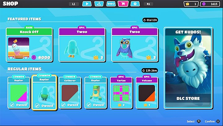Kudos and Crowns are spent in the same place - in the store - Fall Guys: Currencies - kudos, crowns; how to get, how to spend? - Basics - Fall Guys Guide