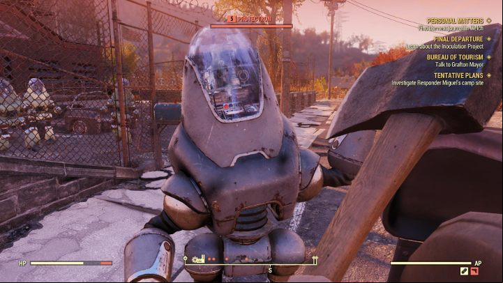 Despite what it may seem, an axe is a viable tool for dismantling robots. - Starting Tips for Fallout 76 - Gameplay basics - Fallout 76 Guide