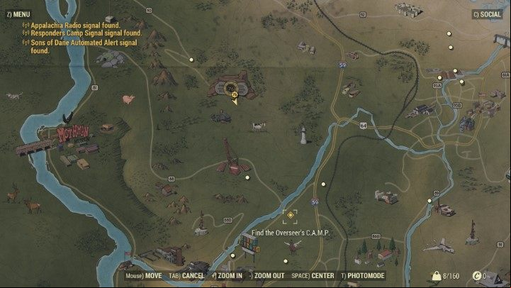 The Overseers camp is marked on the map - go straight to that place. - First - Fallout 76 Walkthrough - Main missions - Fallout 76 Guide