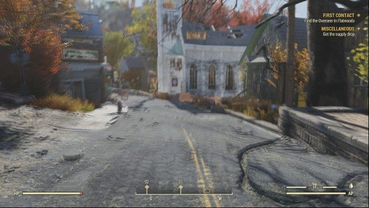 Find this white church in Flatwoods. - First - Fallout 76 Walkthrough - Main missions - Fallout 76 Guide