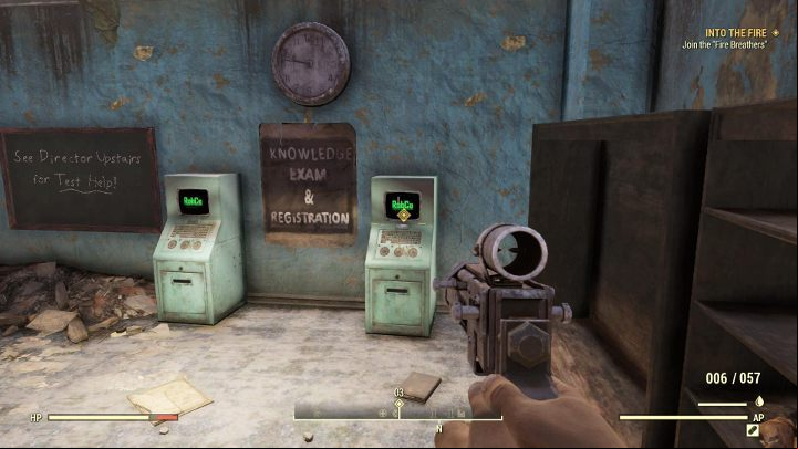 In the building, find a computer and then choose the option to take the test - Into the Fire - Fallout 76 Walkthrough - Main missions - Fallout 76 Guide