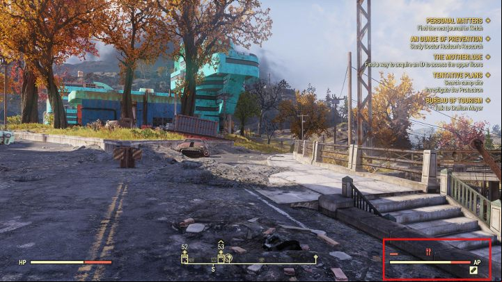 Hunger and thirst reduce the Action Points significantly. - Action Points in Fallout 76 - Gameplay basics - Fallout 76 Guide