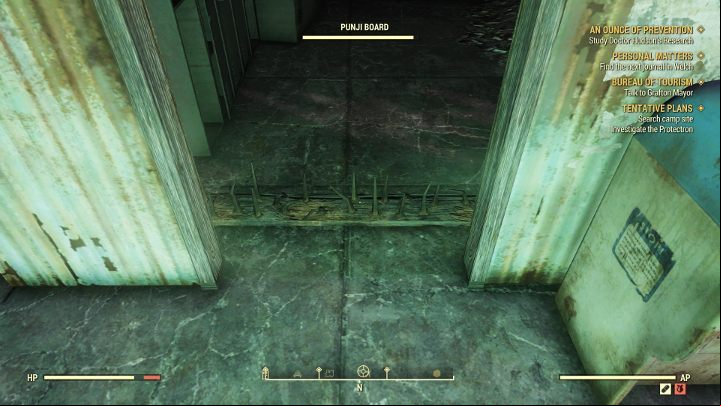 Watch out for a spiked board - jump over it or simply destroy it. - How to get Power Armor in Fallout 76? - FAQ - Fallout 76 Guide