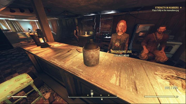 Place Pollys head on a nearby jug. - Fallout 76 Wastelanders: Strength in Numbers walkthrough - Walkthrough - Fallout 76 Guide
