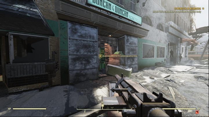 Once you get there, watch out for armed opponents. - Fallout 76 Wastelanders: Strength in Numbers walkthrough - Walkthrough - Fallout 76 Guide