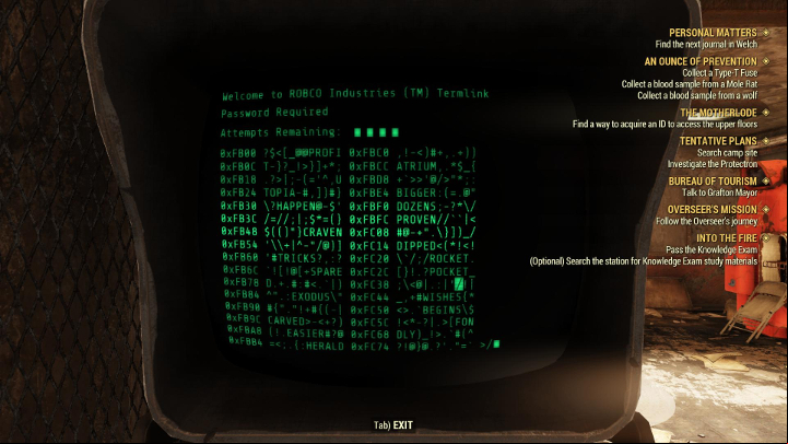 Hacking requires some thinking. - Hacking in Fallout 76 - Gameplay basics - Fallout 76 Guide