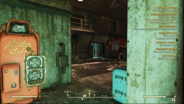 Head to the right side of the room and walk along the fire trucks. - How to get a gas mask in Fallout 76? - FAQ - Fallout 76 Guide