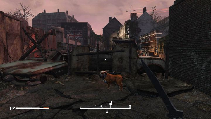 The Swan & Mitre area is surrounded by a wall and there are vehicle wrecks on the main road - Fallout London: How to defend Swan & Mitre and help the Vagabonds? - Quests - Fallout London Guide