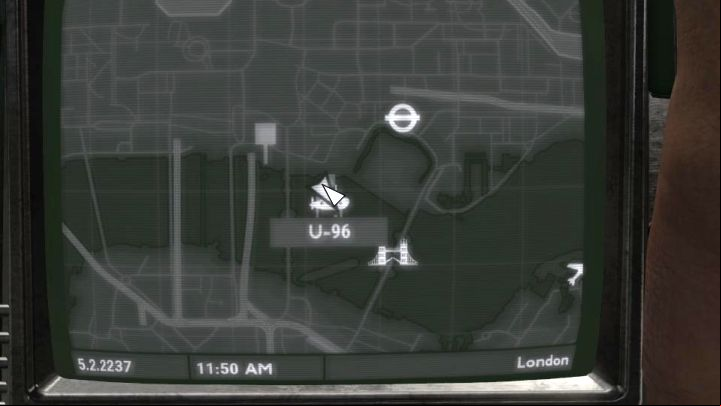 Submarine U-96 is moored on the shore in north London - Fallout London: How to get out of the U-96 submarine? - Quests - Fallout London Guide