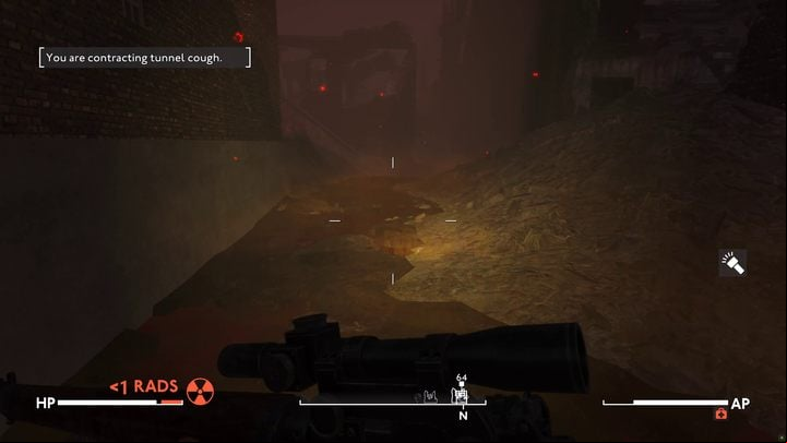 However, if you happen to enter a gas cloud without proper protection, your character will immediately start losing health, and information about being infected with a disease will appear in the upper left corner of the screen - Fallout London: What is Tunnel Cough? - Exploration - Fallout London Guide