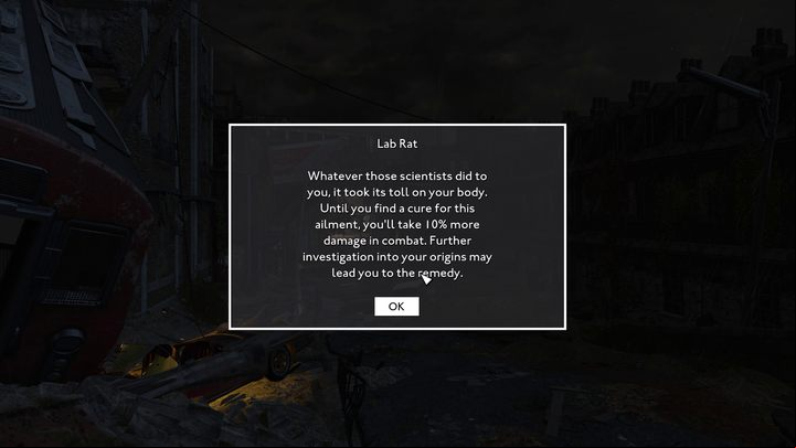 Railway Spine is a negative result of the train accident that the protagonist was involved in while escaping from an underground laboratory at the beginning of the game - Fallout London: How to get rid of the Railway Spine and Lab Rat effects? - Equipment - Fallout London Guide
