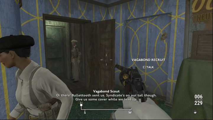After getting rid of the enemies, you can plant the bomb, but the optional objective is very simple, so it's worth doing it - approach the door blocked with a chain at the back of the building and remove the chain - Fallout London: How to destroy the weapons warehouse? - Quests - Fallout London Guide