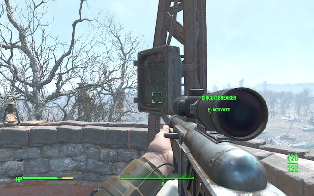 Activation of the warning signal on the top of the tower - Fallout 4: Lynn Woods - Malden - Sector 2 - Fallout 4 Game Guide & Walkthrough