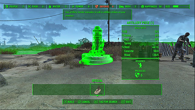 From the list of projects, select artillery station - Fallout 4: With Our Powers Combined - Minor quests for Minutemen faction - Fallout 4 Game Guide & Walkthrough