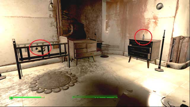 In the second room, take up the empty bottle chest of drawers and carry it over to the teddy bear in the cradle - Fallout 4: Quality Assurance (General Atomics Factory) - Side quests in other locations - Fallout 4 Game Guide & Walkthrough