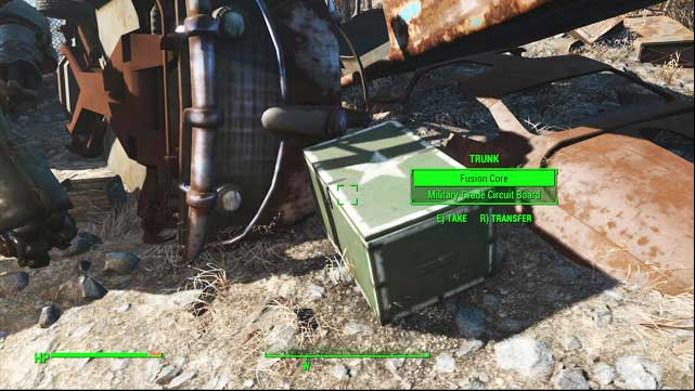 Go towards the inactive sentry robot - Fallout 4: Where to find core fusions at the beginning of the game? - Power Armor - Fallout 4 Game Guide & Walkthrough