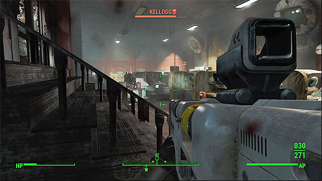 Keep attacking even if Kellogg uses Stealth-Boy camouflage. - Fallout 4: Reunions - Main story - Fallout 4 Game Guide & Walkthrough