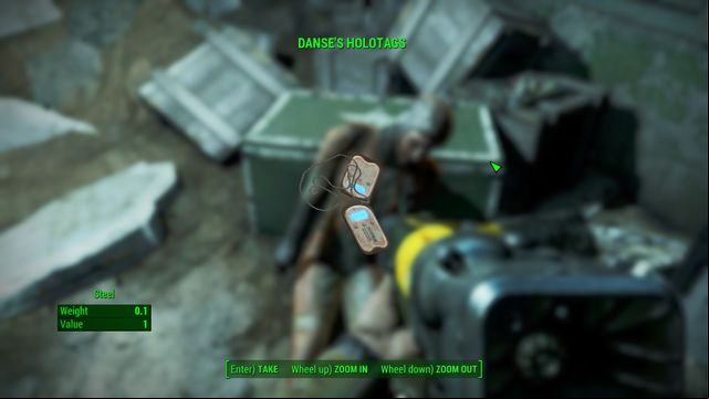 Pick the holotag as proof that Danse is dead. - Fallout 4: Blind Betrayal - Major Quests for Brotherhood of Steel faction - Fallout 4 Game Guide & Walkthrough