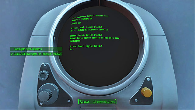 Keep checking the terminals until the quest is updated - Fallout 4: Plugging a Leak - Minor quests for Institute faction - Fallout 4 Game Guide & Walkthrough