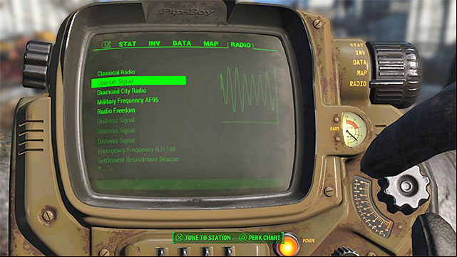Select coursers radio frequency from the list of frequencies - Fallout 4: Hunter Hunted - Main story - Fallout 4 Game Guide & Walkthrough