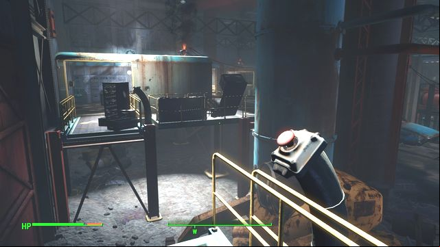 Pressing the red button extends the platform that you walk on. - Fallout 4: Corvega Assembly Plant - Cambridge - Sector 5 - Fallout 4 Game Guide & Walkthrough
