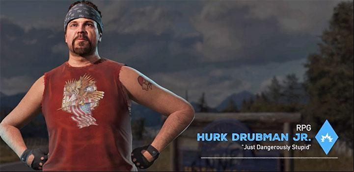 Hurk Drubman Junior is the fifth specialist in the game - Specialists in Far Cry 5 (Companions) - Guidebook - Far Cry 5 Game Guide