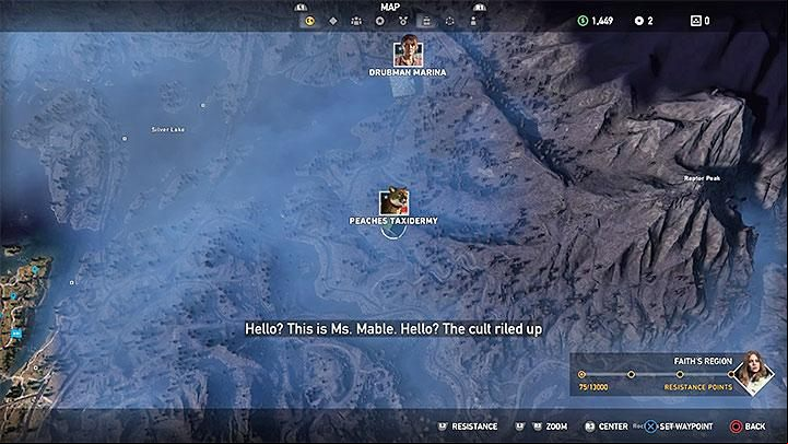 To recruit Peaches, reach Peaches Taxydermy in Henbane River - Specialists in Far Cry 5 (Companions) - Guidebook - Far Cry 5 Game Guide