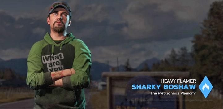Sharky Boshaw is the eighth specialist in the game - Specialists in Far Cry 5 (Companions) - Guidebook - Far Cry 5 Game Guide