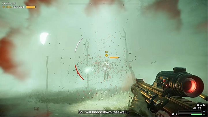 Faith attacks you with energy projectiles and shoots 3 of them at the same time - How do I defeat Faith Seed (The boss fight) in Far Cry 5? - FAQ - Far Cry 5 Game Guide
