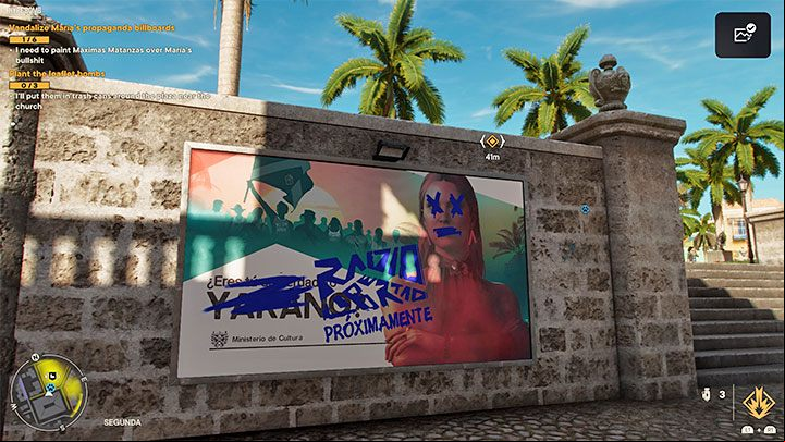 You need to walk up to each billboard and hold down the interaction button to vandalize it - Far Cry 6: Hype Bomb - walkthrough - Valle De Oro - Far Cry 6 Guide