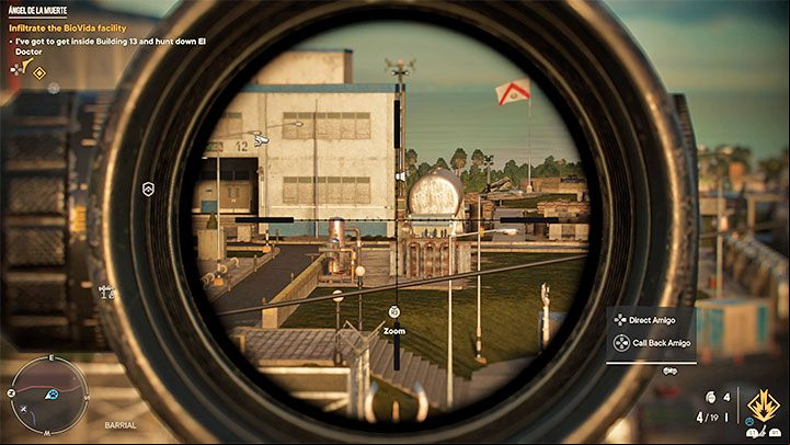The BioVida facility is a vast location, and as a result, it is a good idea to do a recco first, for example, from the hill where you met Paolo - Far Cry 6: Angel De La Muerte - walkthrough - Valle De Oro - Far Cry 6 Guide