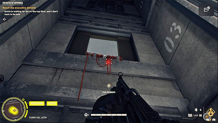 To get to the floor with the elevator marked by the game, look around for an old shaft where you can use a climbing kit - Far Cry 6: The Battle of Esperanza - walkthrough - Esperanza - Far Cry 6 Guide