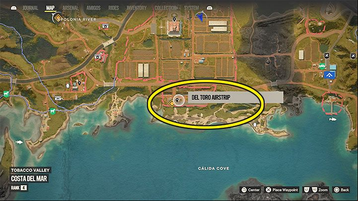 You have various options for obtaining the military plane, the easiest being to go to one of the runways in Madrugada - in the example in the picture, it is the runway south of Tobacco Valley - Far Cry 6: Fly Ball - walkthrough - Madrugada - Far Cry 6 Guide