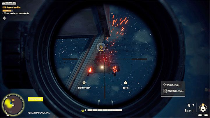 Right after the boss battle starts, we suggest that you leave the control tower as soon as possible because it is completely glassed over, and as a result, you could become an easy target for the helicopter attack - Far Cry 6: Justicia Montero - walkthrough - Madrugada - Far Cry 6 Guide