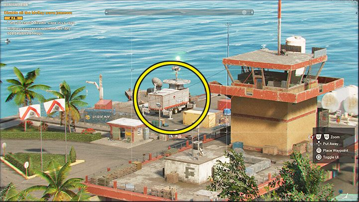 The jammer represented by number 5 on the map stands in the middle of an enemy base, but you don't need to eliminate all the soldiers to reach it - Far Cry 6: Were Unjammin - walkthrough - El Este - Far Cry 6 Guide