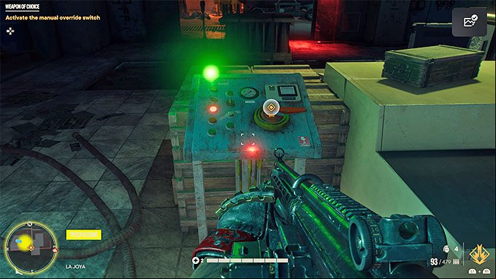 This is a simple mission objective that involves reaching an interactive switch - it is shown in the picture - Far Cry 6: Weapon of Choice - walkthrough - El Este - Far Cry 6 Guide