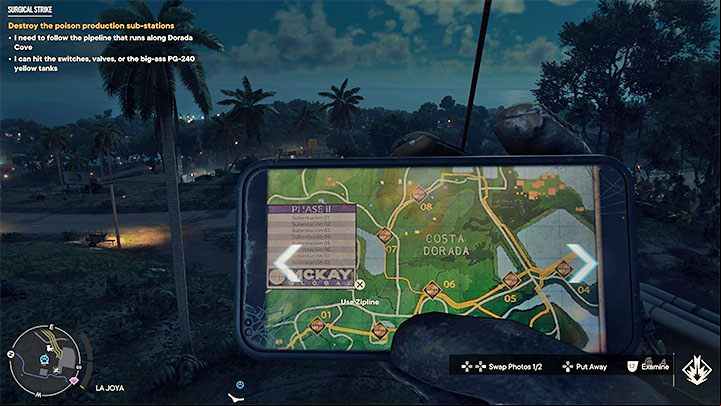 You will receive pictures from Lucky Mama containing a map of the pipelines that carry the poison, as well as a sample sub-station - Far Cry 6: Surgical Strike - walkthrough - El Este - Far Cry 6 Guide