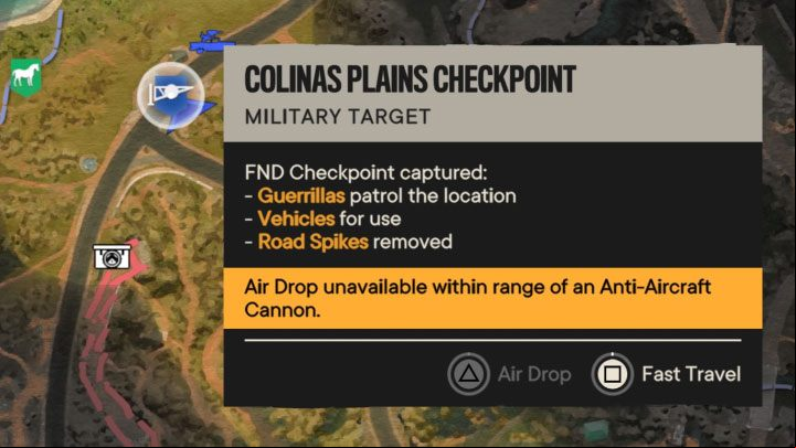 The game can unfortunately block the air drop option if there is an anti-aircraft gun in the area - Far Cry 6: Fast travel - how to unlock and use? - FAQ - Far Cry 6 Guide