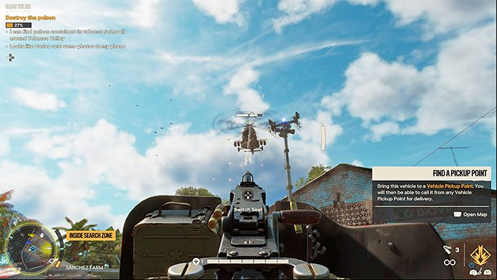 You can try to perform sabotage in stealth, but if you decide to do so, make sure to eliminate the enemies around you beforehand and quickly move away from any explosions that took place - Far Cry 6: Clear the Air - walkthrough - Operations - Madrugada - Far Cry 6 Guide