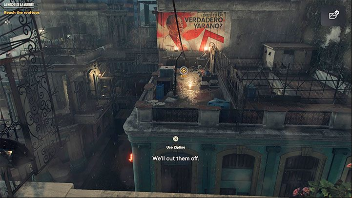 Shortly after leaving the sewers, you will notice a ladder that you need to use - Far Cry 6: La Noche De La Muerte - walkthrough - Operations - Campaign Prologue - Far Cry 6 Guide