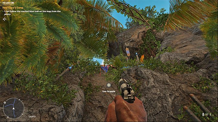 A little further on, you will notice Grapple Kit lying on the ground - it has an anchor with a rope attached to it - Far Cry 6: The Lucky One - walkthrough - Operations - Campaign Prologue - Far Cry 6 Guide