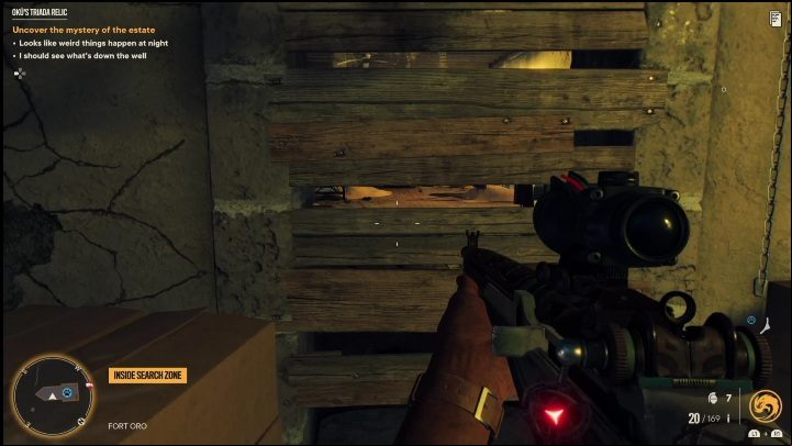 You need to break the planks to reveal the ageway - Far Cry 6: Okus Triada Relic - Treasure Hunts (Valle De Oro) - Valle De Oro - Far Cry 6 Guide