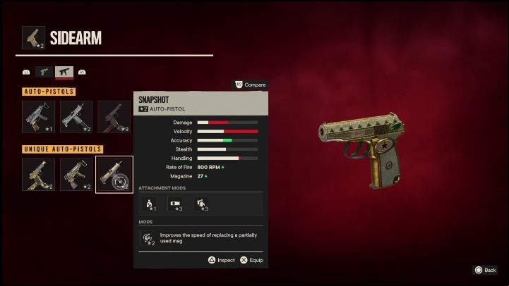 Special Features: Snaphot is an auto-pistol initially modified with - Far Cry 6: Auto-pistols, unique weapons - list - Unique weapons - Far Cry 6 Guide
