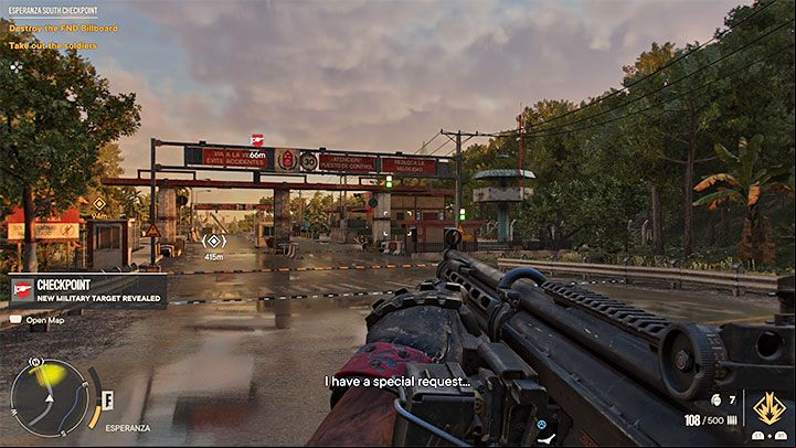 You need to get to El Presidente Square with the large statue of the tyrant - this area is south of the city of Esperanza , and you should expect at least one enemy outpost along the way - Far Cry 6: Firebrand - walkthrough - Valle De Oro - Far Cry 6 Guide