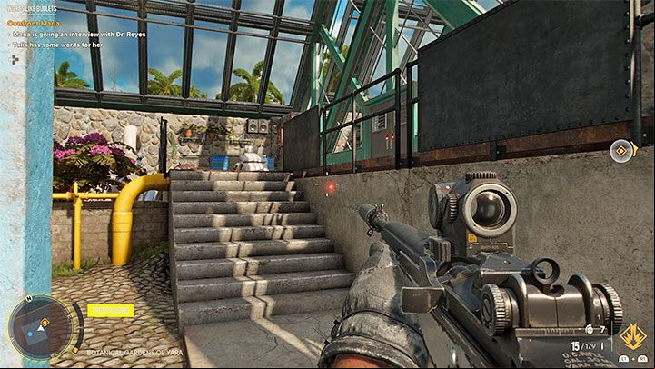 Ultimately, you must reach the age marked in the game, which is at the other end of the large greenhouse - Far Cry 6: Words Like Bullets - walkthrough - Valle De Oro - Far Cry 6 Guide