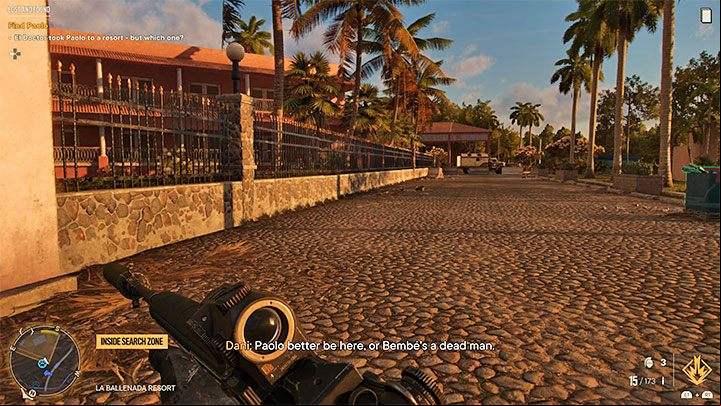 You will learn from Bembe that Paolo was taken to one of the nearby Resorts - their locations will be added on the world map - Far Cry 6: Lost and Found - walkthrough - Valle De Oro - Far Cry 6 Guide