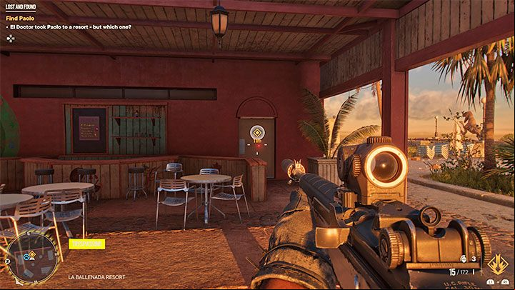 In our case, Paolo was in the middle location among those marked on the map (La Ballenada Resort), and specifically he was imprisoned in one of the rooms on the first floor of the building complex - Far Cry 6: Lost and Found - walkthrough - Valle De Oro - Far Cry 6 Guide
